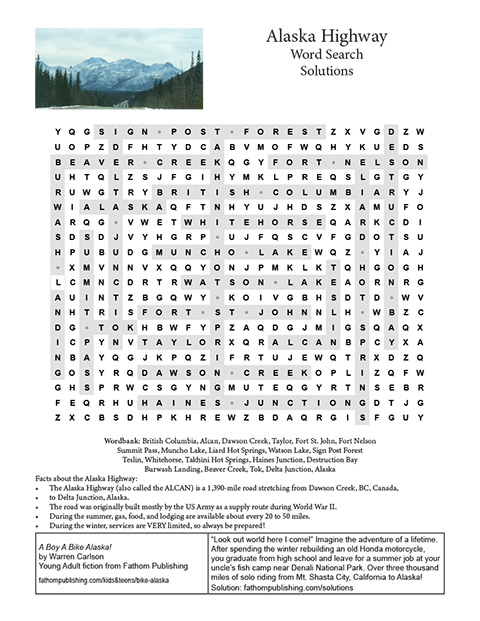 Alaska Highway Word Search